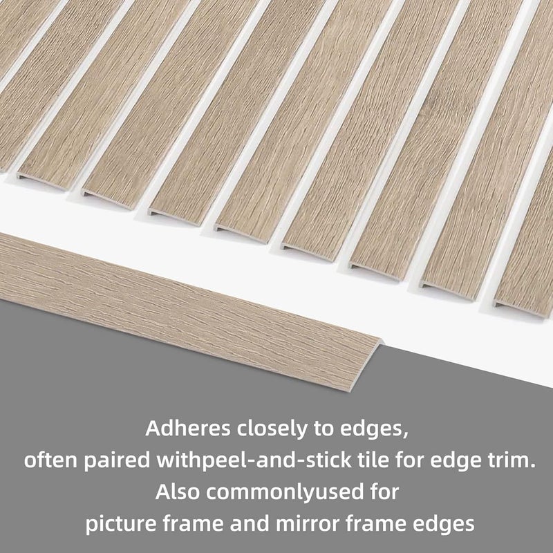 Tilingview 10 Pcs Peel and Stick Tile Trim Edge, Self-Adhesive 12" PVC Molding Edging for Kitchen Backsplash (Tan Woodgrain) - Image 3